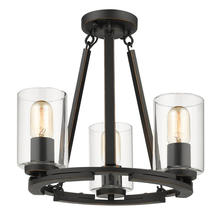  7041-SF BLK-CLR - Monroe 3 Light Semi-Flush